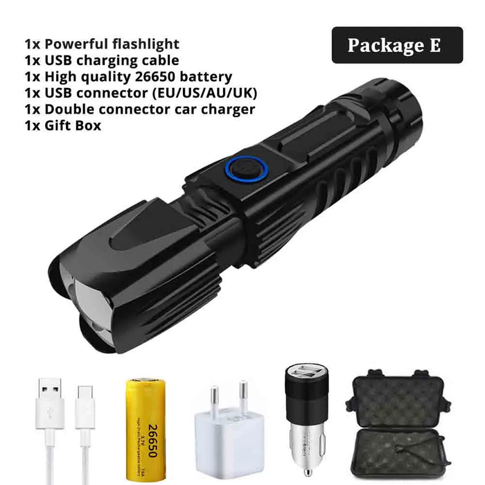 Multi-function Tactical 3x LED Flashlight