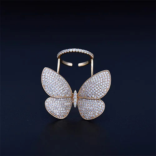 Crystal Stones Made Butterfly Ring