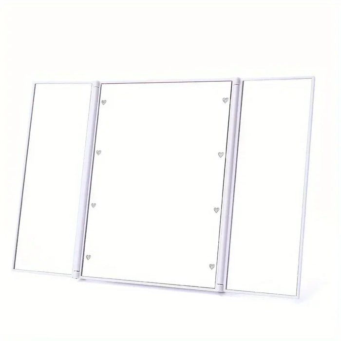 Foldable Triple-Panel LED Make Up Mirror