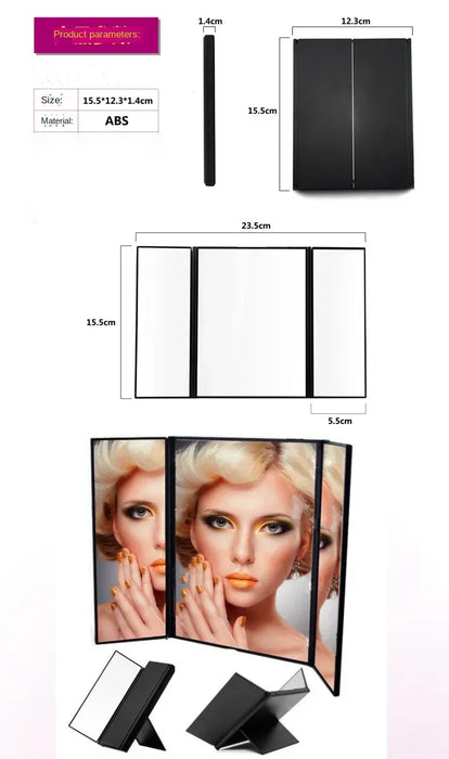 Foldable Triple-Panel LED Make Up Mirror