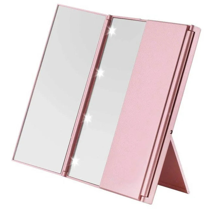 Foldable Triple-Panel LED Make Up Mirror